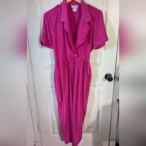 Vintage Stuart Alan Petites Vibrant Pink Jumpsuit Size 4‎ 0098
